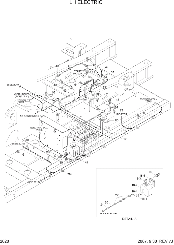 Схема запчастей Hyundai R450LC7A - PAGE 2020 LH ELECTRIC ЭЛЕКТРИЧЕСКАЯ СИСТЕМА