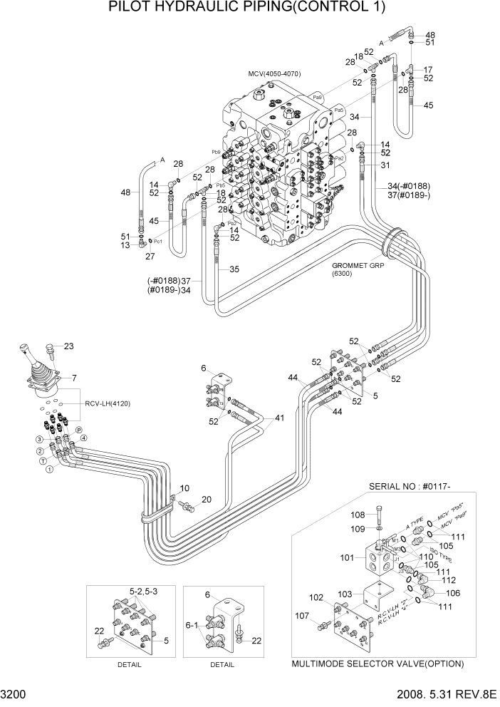 Схема запчастей Hyundai R450LC7A - PAGE 3200 PILOT HYDRAULIC PIPING(CONTROL 1) ГИДРАВЛИЧЕСКАЯ СИСТЕМА