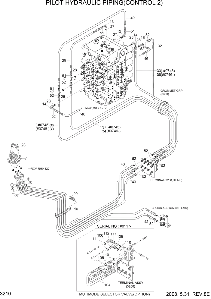 Схема запчастей Hyundai R450LC7A - PAGE 3210 PILOT HYDRAULIC PIPING(CONTROL 2) ГИДРАВЛИЧЕСКАЯ СИСТЕМА