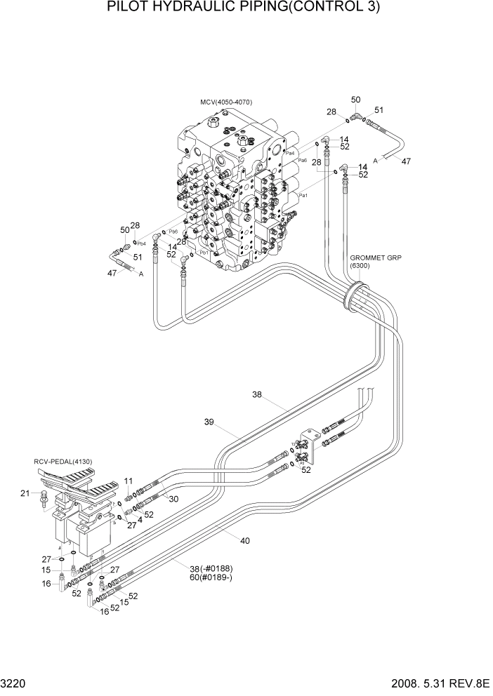 Схема запчастей Hyundai R450LC7A - PAGE 3220 PILOT HYDRAULIC PIPING(CONTROL 3) ГИДРАВЛИЧЕСКАЯ СИСТЕМА