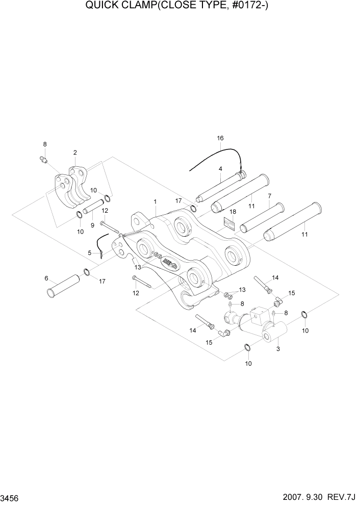 Схема запчастей Hyundai R450LC7A - PAGE 3456 QUICK CLAMP(CLOSE TYPE, #0172-) ГИДРАВЛИЧЕСКАЯ СИСТЕМА