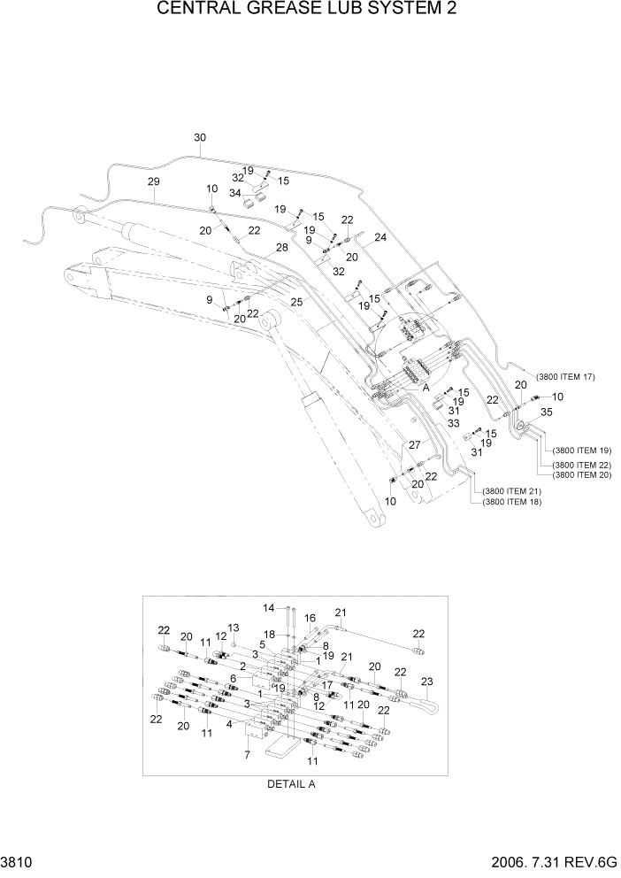 Схема запчастей Hyundai R450LC7A - PAGE 3810 CENTRAL GREASE LUB SYSTEM 2 ГИДРАВЛИЧЕСКАЯ СИСТЕМА