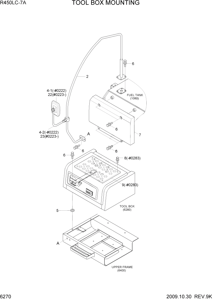 Схема запчастей Hyundai R450LC7A - PAGE 6270 TOOL BOX MOUNTING СТРУКТУРА