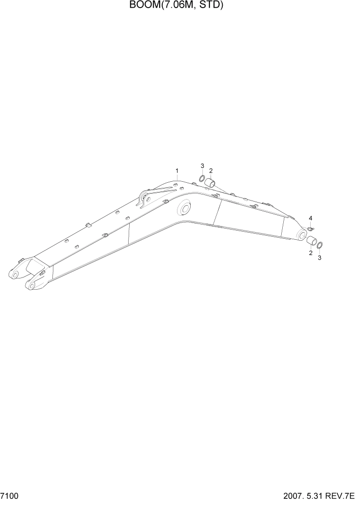 Схема запчастей Hyundai R450LC7A - PAGE 7100 BOOM(7.06M, STD) РАБОЧЕЕ ОБОРУДОВАНИЕ