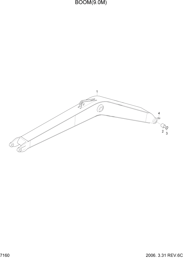 Схема запчастей Hyundai R450LC7A - PAGE 7160 BOOM(9.0M) РАБОЧЕЕ ОБОРУДОВАНИЕ