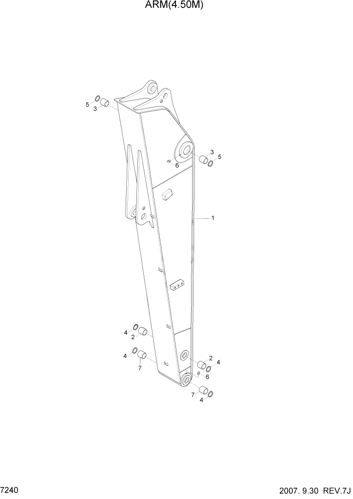 Схема запчастей Hyundai R450LC7A - PAGE 7240 ARM(4.50M) РАБОЧЕЕ ОБОРУДОВАНИЕ