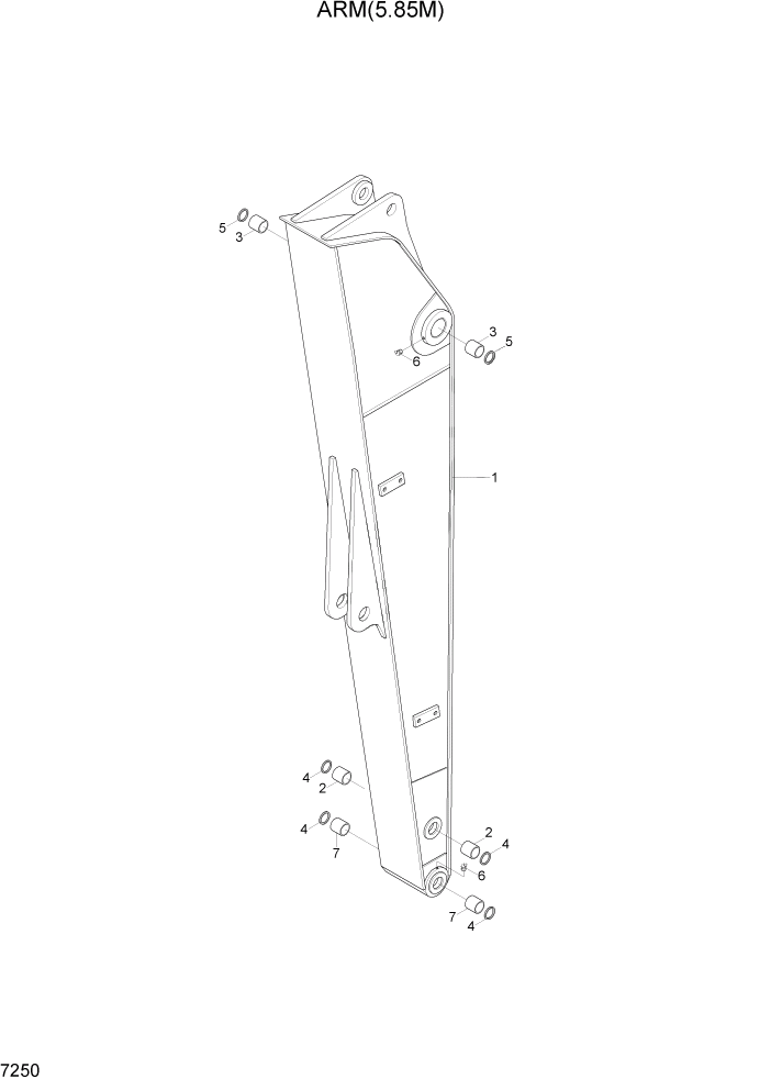 Схема запчастей Hyundai R450LC7A - PAGE 7250 ARM(5.85M) РАБОЧЕЕ ОБОРУДОВАНИЕ