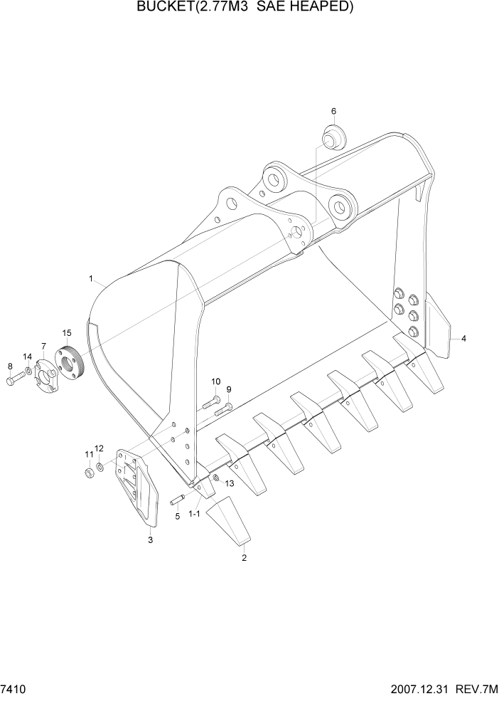 Схема запчастей Hyundai R450LC7A - PAGE 7410 BUCKET(2.77M3 SAE HEAPED) РАБОЧЕЕ ОБОРУДОВАНИЕ