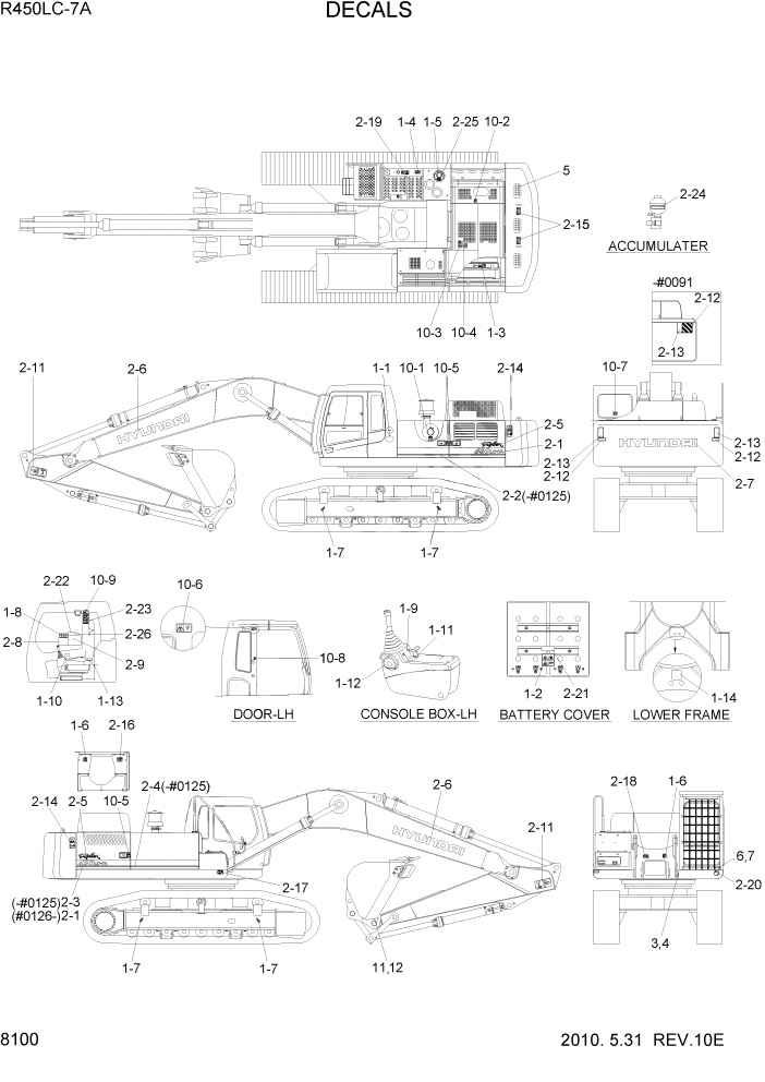 Схема запчастей Hyundai R450LC7A - PAGE 8100 DECALS ДРУГИЕ ЧАСТИ