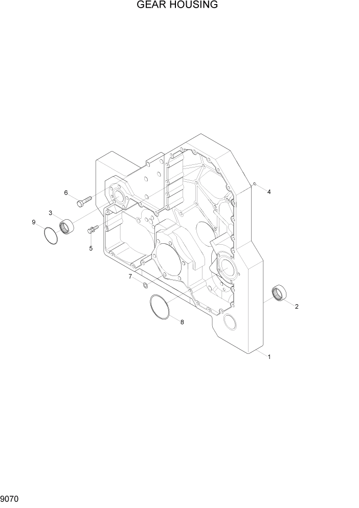 Схема запчастей Hyundai R450LC7A - PAGE 9070 GEAR HOUSING ДВИГАТЕЛЬ БАЗА