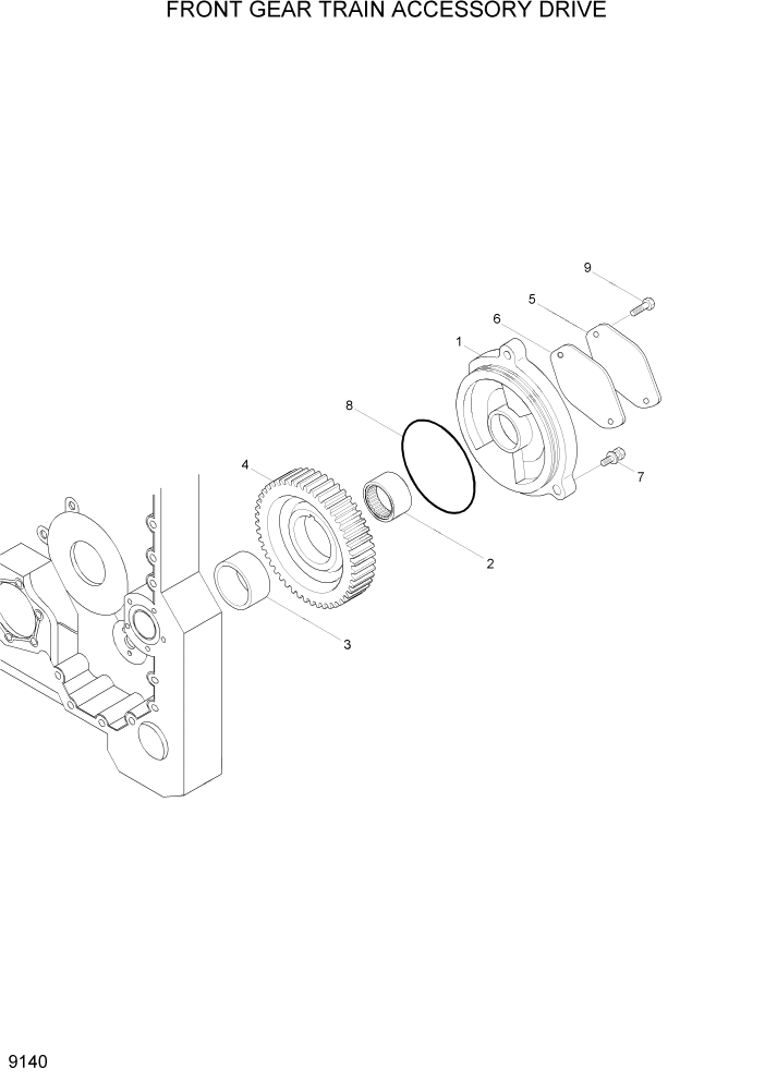 Схема запчастей Hyundai R450LC7A - PAGE 9140 FRONT GEAR TRAIN ACCESSORY DRIVE ДВИГАТЕЛЬ БАЗА