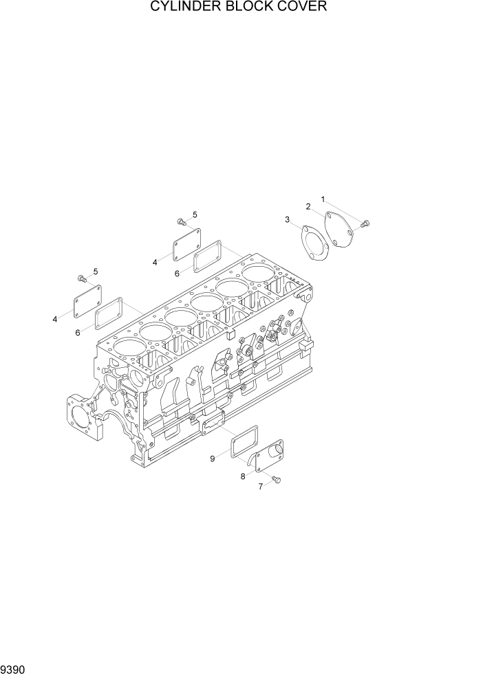 Схема запчастей Hyundai R450LC7A - PAGE 9390 CYLINDER BLOCK COVER ДВИГАТЕЛЬ БАЗА