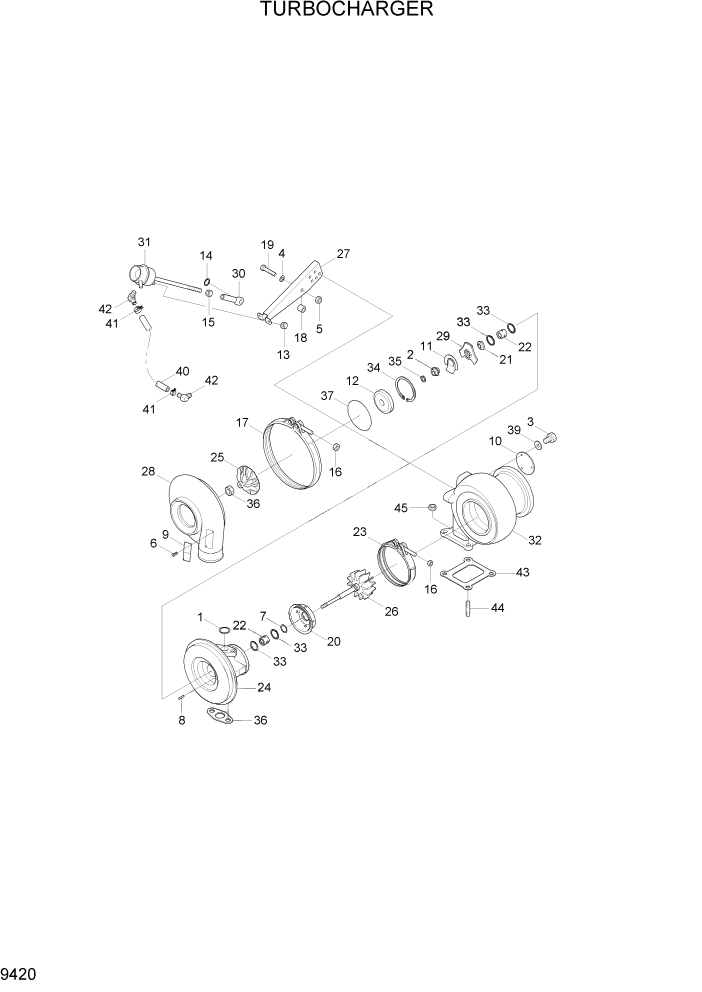 Схема запчастей Hyundai R450LC7A - PAGE 9420 TURBOCHARGER ДВИГАТЕЛЬ БАЗА