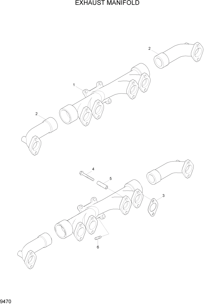 Схема запчастей Hyundai R450LC7A - PAGE 9470 EXHAUST MANIFOLD ДВИГАТЕЛЬ БАЗА