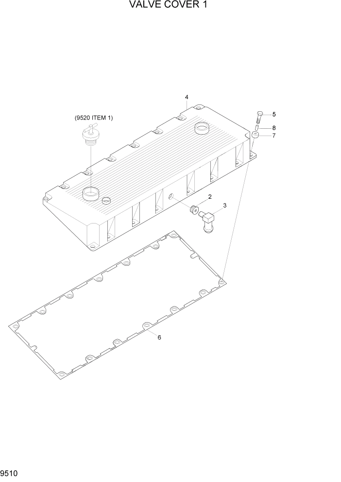 Схема запчастей Hyundai R450LC7A - PAGE 9510 VALVE COVER 1 ДВИГАТЕЛЬ БАЗА