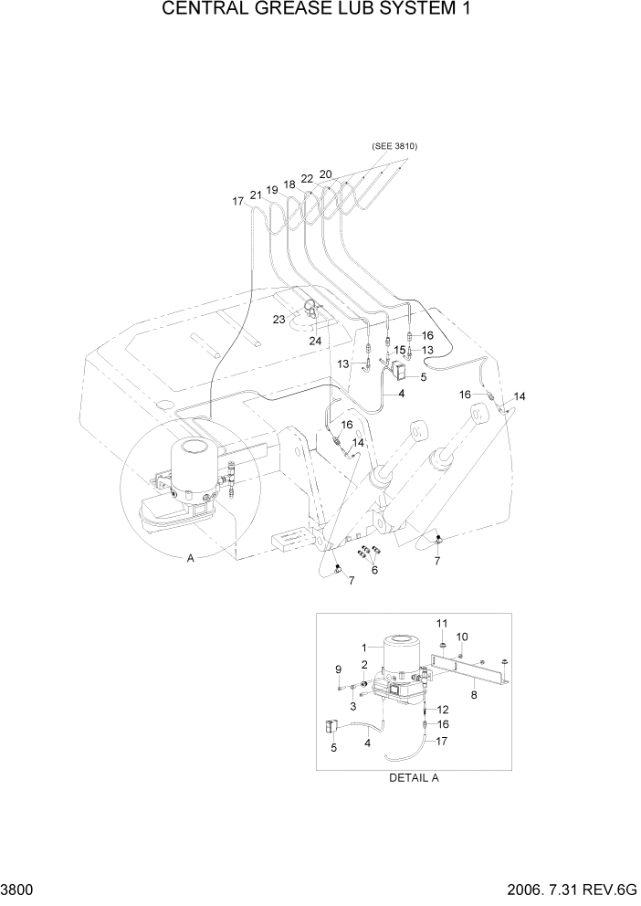 Схема запчастей Hyundai R500LC7 - PAGE 3800 CENTRAL GREASE LUB SYSTEM 1 ГИДРАВЛИЧЕСКАЯ СИСТЕМА