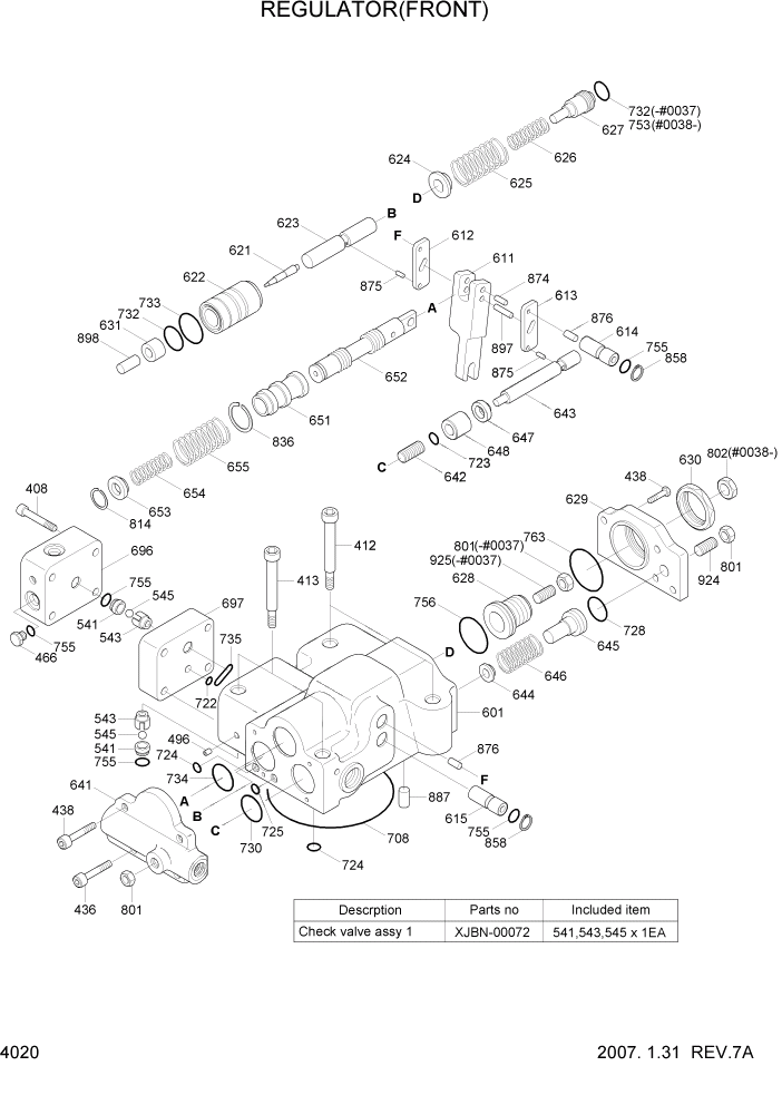 Схема запчастей Hyundai R500LC7 - PAGE 4020 REGULATOR(FRONT) ГИДРАВЛИЧЕСКИЕ КОМПОНЕНТЫ