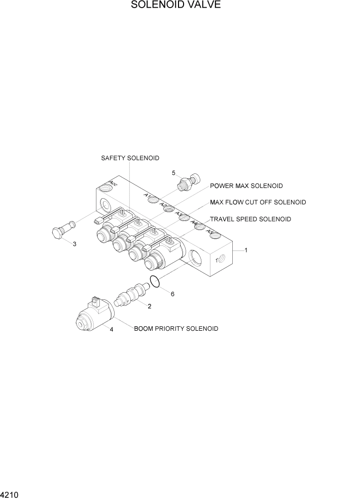 Схема запчастей Hyundai R500LC7 - PAGE 4210 SOLENOID VALVE ГИДРАВЛИЧЕСКИЕ КОМПОНЕНТЫ