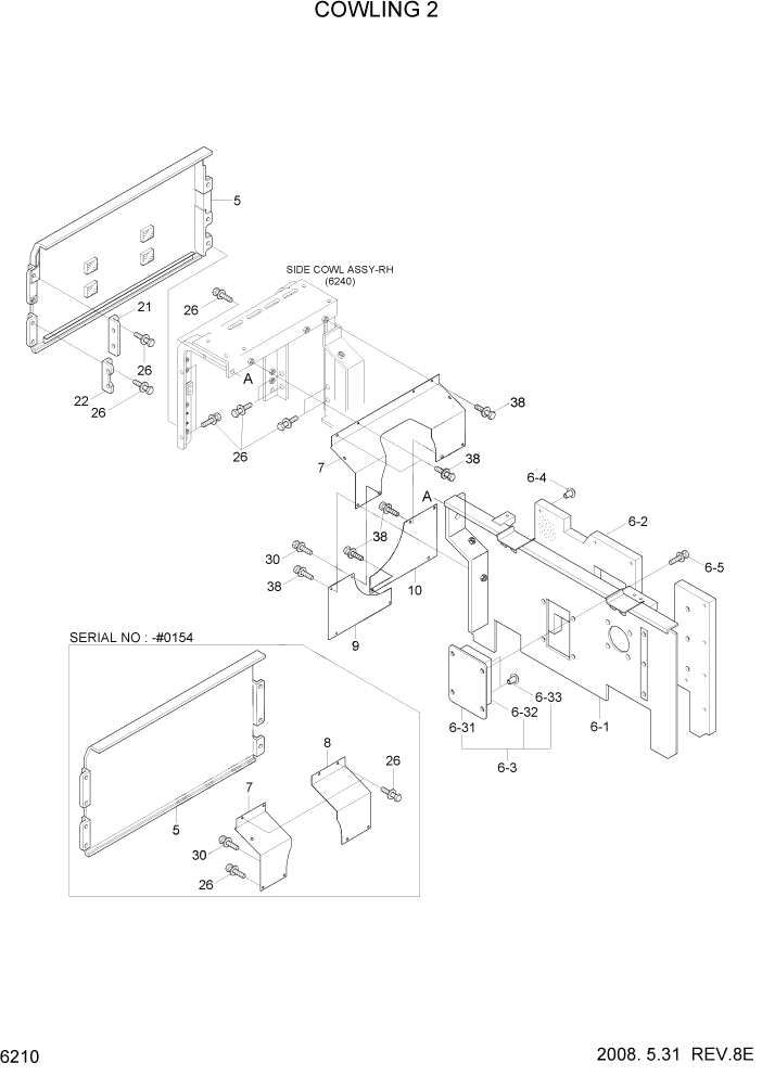 Схема запчастей Hyundai R500LC7 - PAGE 6210 COWLING 2 СТРУКТУРА