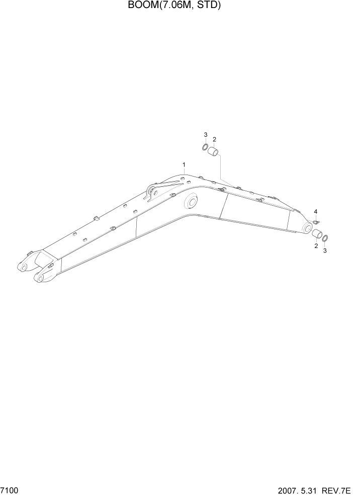 Схема запчастей Hyundai R500LC7 - PAGE 7100 BOOM(7.06M, STD) РАБОЧЕЕ ОБОРУДОВАНИЕ