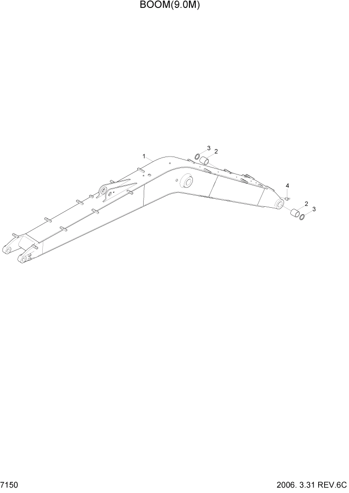 Схема запчастей Hyundai R500LC7 - PAGE 7150 BOOM(9.0M) РАБОЧЕЕ ОБОРУДОВАНИЕ