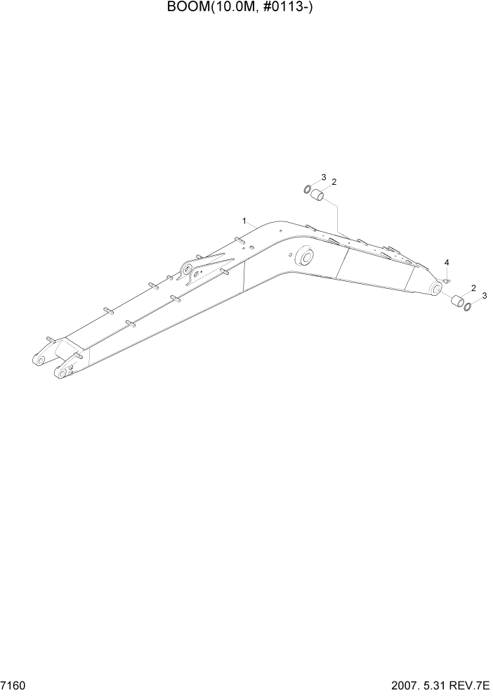 Схема запчастей Hyundai R500LC7 - PAGE 7160 BOOM(10.0M, #0113-) РАБОЧЕЕ ОБОРУДОВАНИЕ