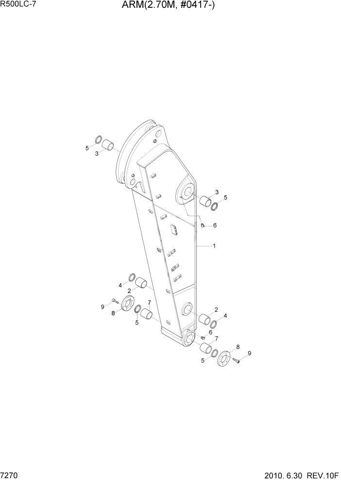 Схема запчастей Hyundai R500LC7 - PAGE 7270 ARM(2.70M, #0417-) РАБОЧЕЕ ОБОРУДОВАНИЕ