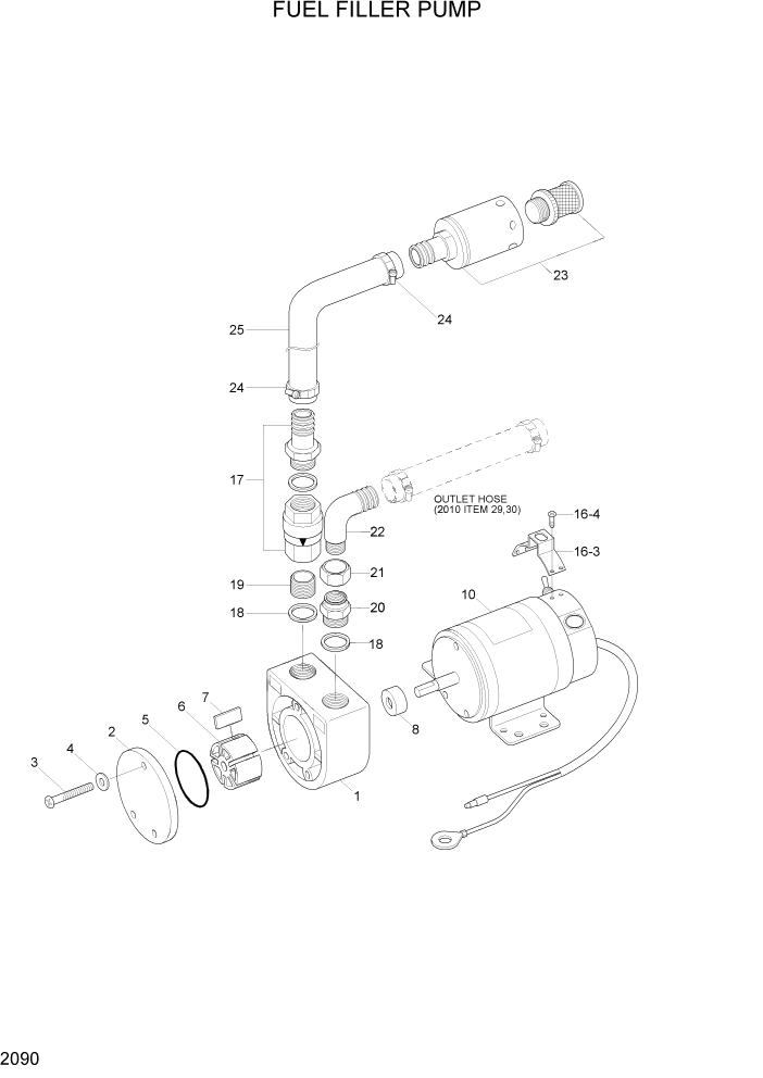 Схема запчастей Hyundai R500LC7A - PAGE 2090 FUEL FILLER PUMP ЭЛЕКТРИЧЕСКАЯ СИСТЕМА