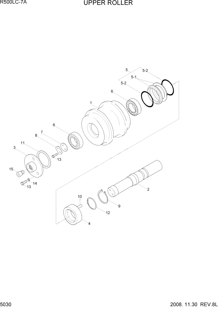 Схема запчастей Hyundai R500LC7A - PAGE 5030 UPPER ROLLER ХОДОВАЯ ЧАСТЬ