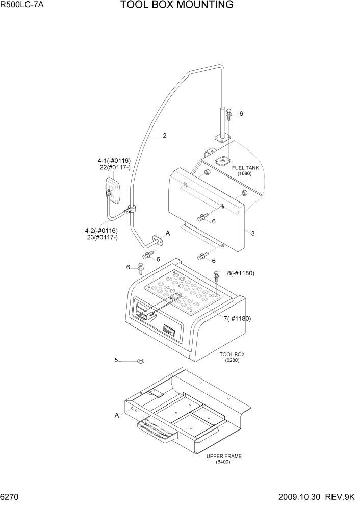 Схема запчастей Hyundai R500LC7A - PAGE 6270 TOOL BOX MOUNTING СТРУКТУРА