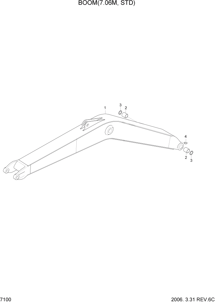 Схема запчастей Hyundai R500LC7A - PAGE 7100 BOOM(7.06M, STD) РАБОЧЕЕ ОБОРУДОВАНИЕ