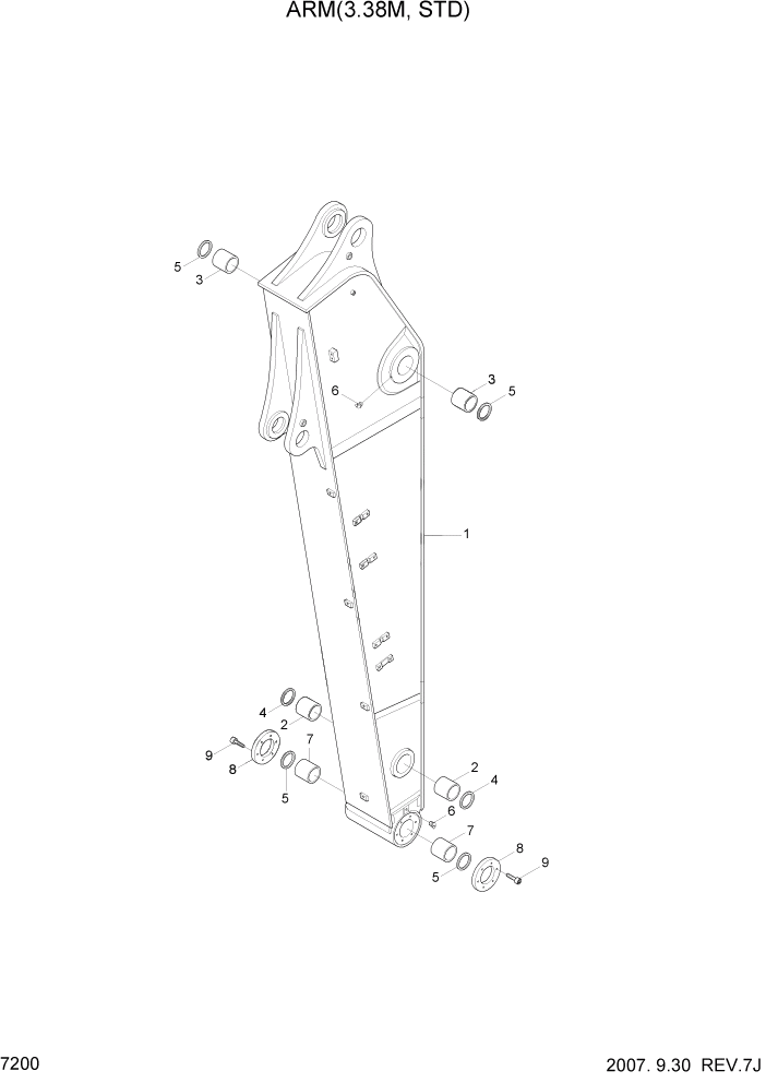 Схема запчастей Hyundai R500LC7A - PAGE 7200 ARM(3.38M, STD) РАБОЧЕЕ ОБОРУДОВАНИЕ