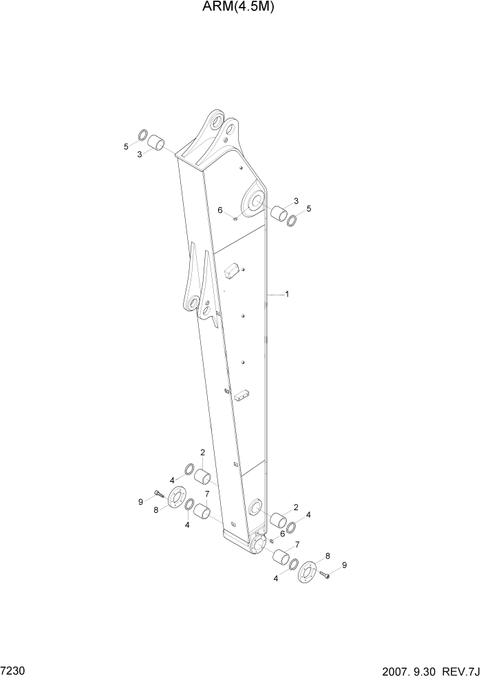 Схема запчастей Hyundai R500LC7A - PAGE 7230 ARM(4.5M) РАБОЧЕЕ ОБОРУДОВАНИЕ