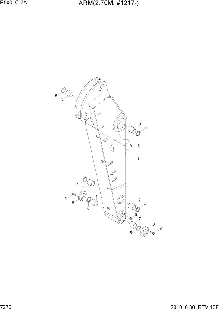 Схема запчастей Hyundai R500LC7A - PAGE 7270 ARM(2.70M, #1217-) РАБОЧЕЕ ОБОРУДОВАНИЕ