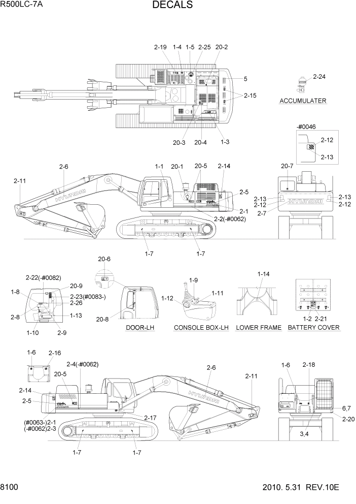 Схема запчастей Hyundai R500LC7A - PAGE 8100 DECALS ДРУГИЕ ЧАСТИ