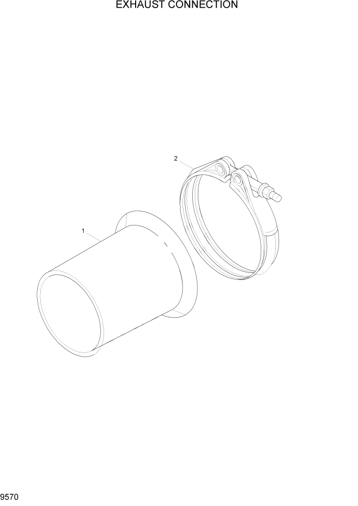 Схема запчастей Hyundai R500LC7A - PAGE 9570 EXHAUST CONNECTION ДВИГАТЕЛЬ БАЗА