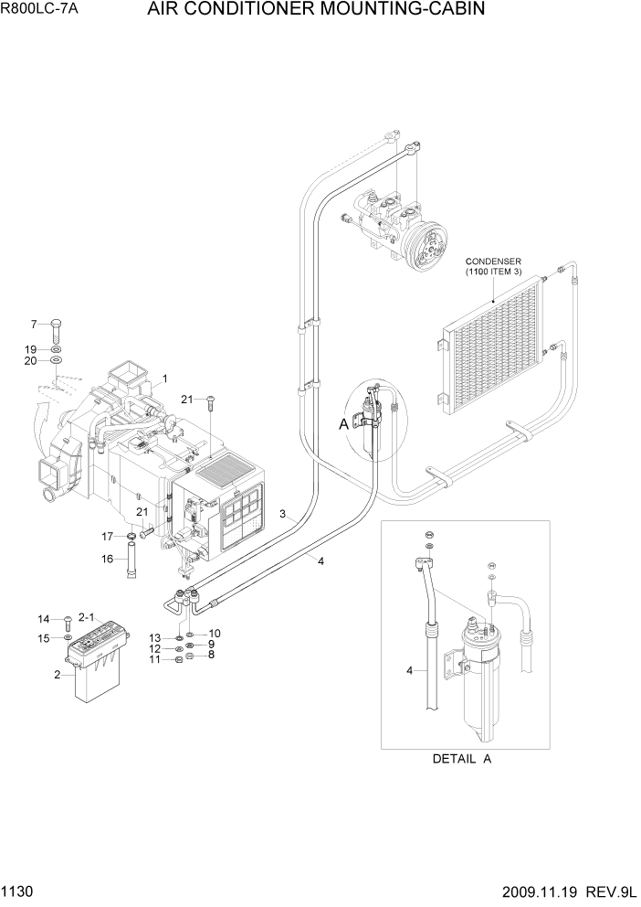 Схема запчастей Hyundai R800LC7A - PAGE 1130 AIR CONDITIONER MOUNTING-CABIN СИСТЕМА ДВИГАТЕЛЯ