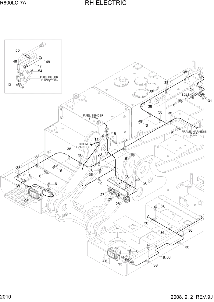 Схема запчастей Hyundai R800LC7A - PAGE 2010 RH ELECTRIC ЭЛЕКТРИЧЕСКАЯ СИСТЕМА