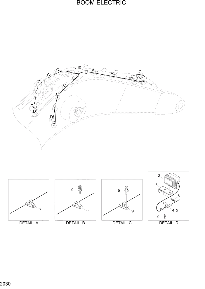 Схема запчастей Hyundai R800LC7A - PAGE 2030 BOOM ELECTRIC ЭЛЕКТРИЧЕСКАЯ СИСТЕМА