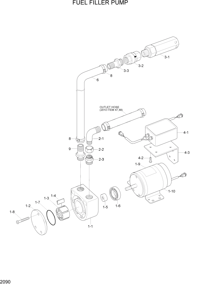 Схема запчастей Hyundai R800LC7A - PAGE 2090 FUEL FILLER PUMP ЭЛЕКТРИЧЕСКАЯ СИСТЕМА