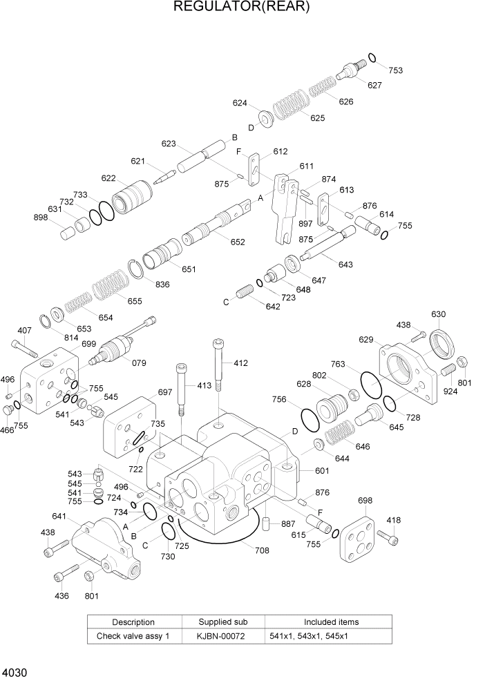 Схема запчастей Hyundai R800LC7A - PAGE 4030 REGULATOR(REAR) ГИДРАВЛИЧЕСКИЕ КОМПОНЕНТЫ