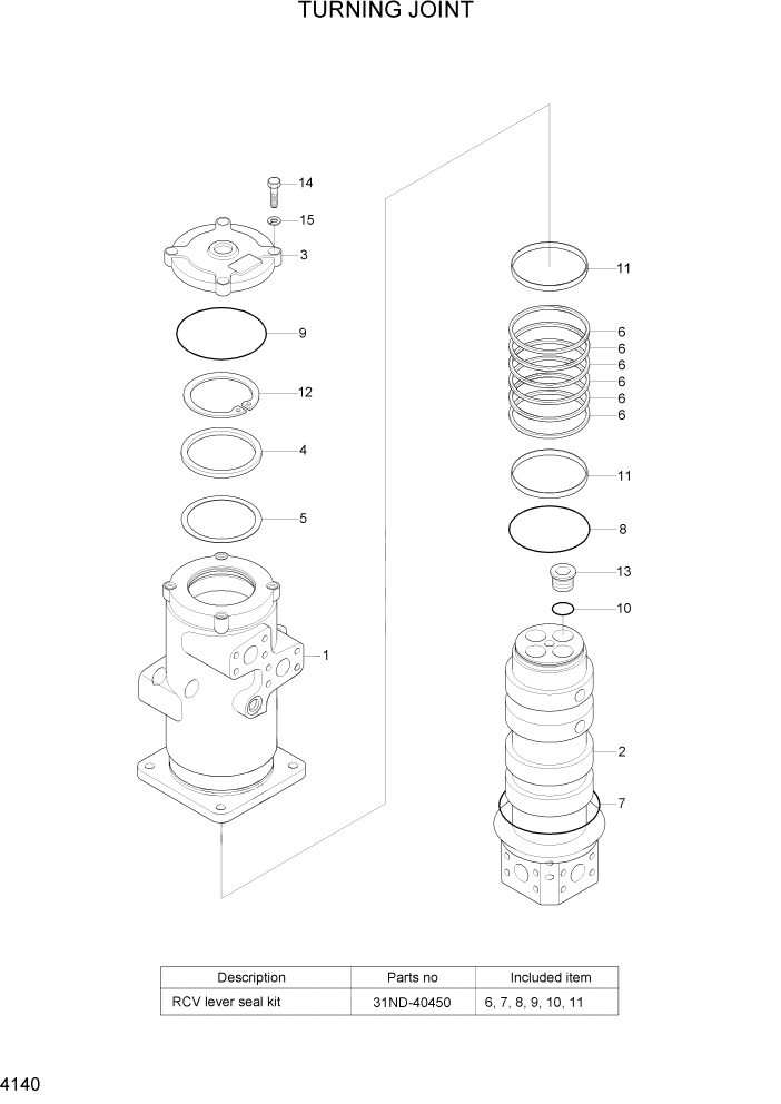 Схема запчастей Hyundai R800LC7A - PAGE 4140 TURNING JOINT ГИДРАВЛИЧЕСКИЕ КОМПОНЕНТЫ