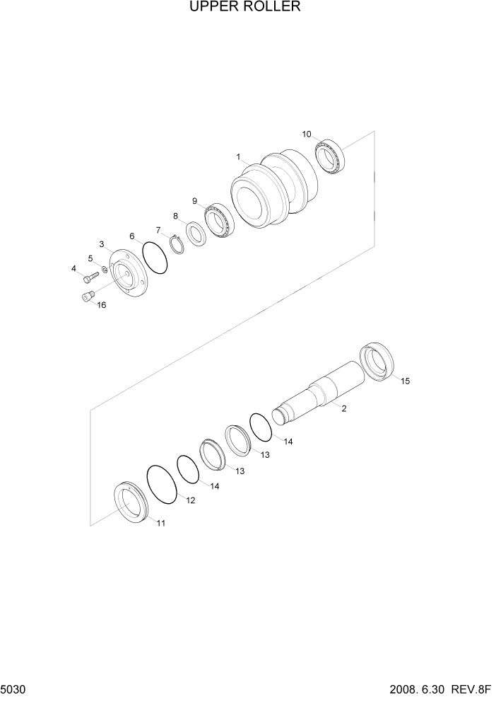 Схема запчастей Hyundai R800LC7A - PAGE 5030 UPPER ROLLER ХОДОВАЯ ЧАСТЬ