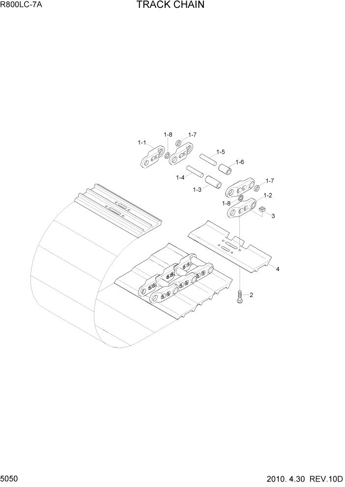 Схема запчастей Hyundai R800LC7A - PAGE 5050 TRACK CHAIN ХОДОВАЯ ЧАСТЬ