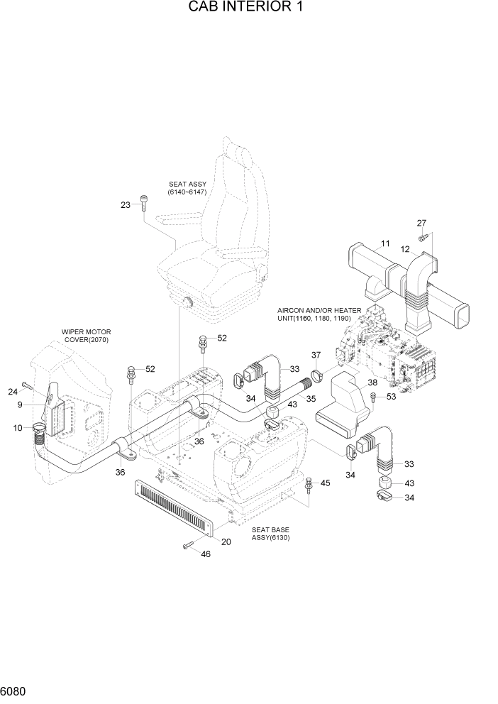 Схема запчастей Hyundai R800LC7A - PAGE 6080 CAB INTERIOR 1 СТРУКТУРА