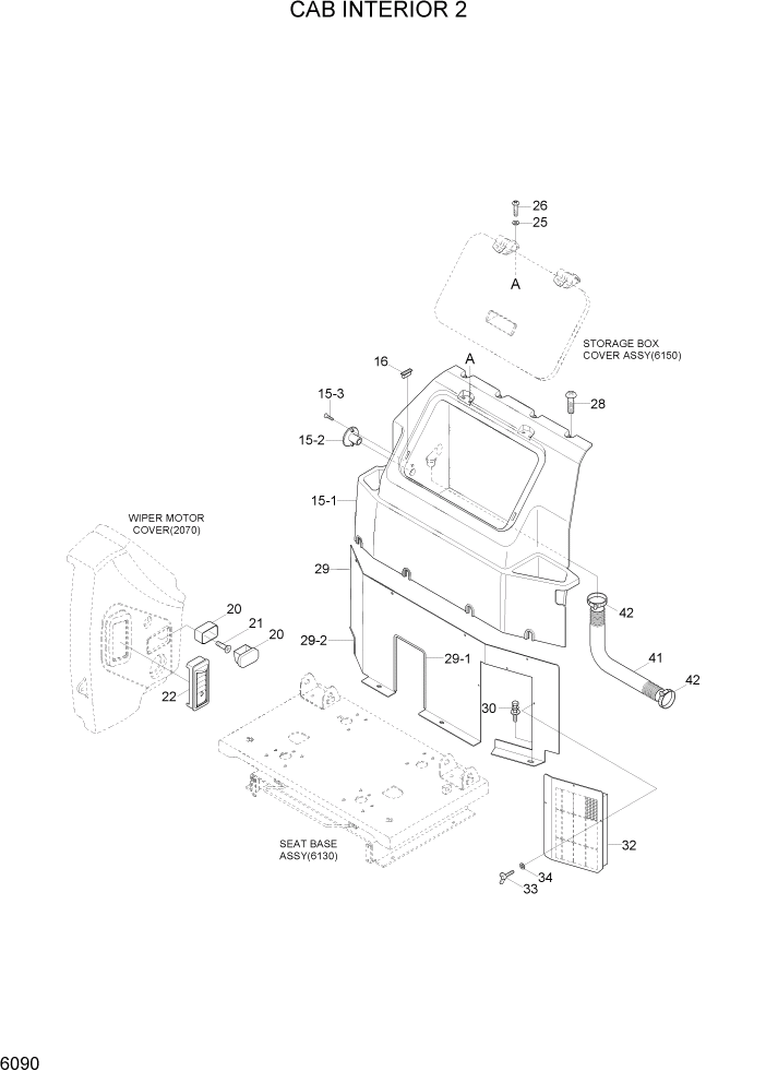 Схема запчастей Hyundai R800LC7A - PAGE 6090 CAB INTERIOR 2 СТРУКТУРА