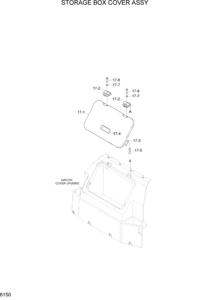 Схема запчастей Hyundai R800LC7A - PAGE 6150 STORAGE BOX COVER ASSY СТРУКТУРА