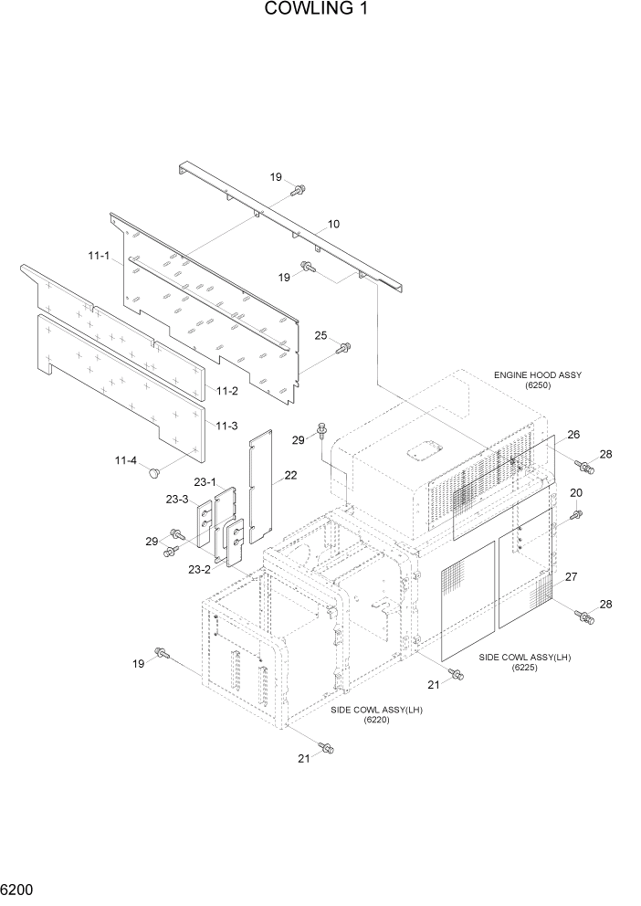 Схема запчастей Hyundai R800LC7A - PAGE 6200 COWLING 1 СТРУКТУРА