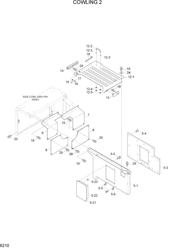 Схема запчастей Hyundai R800LC7A - PAGE 6210 COWLING 2 СТРУКТУРА