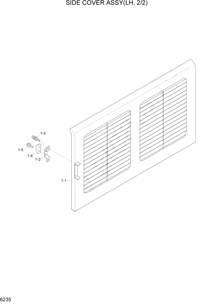 Схема запчастей Hyundai R800LC7A - PAGE 6235 SIDE COVER ASSY(LH, 2/2) СТРУКТУРА